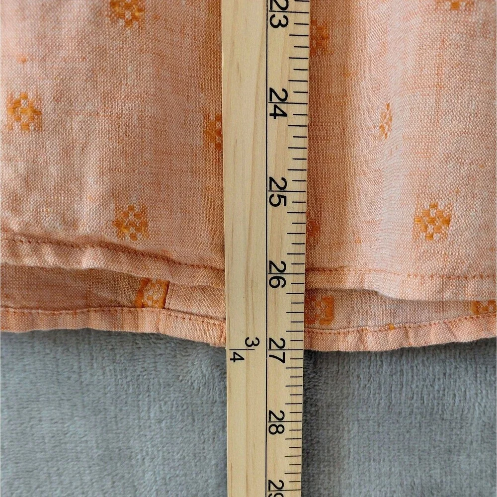 Carbon2Cobalt Linen Blend Button Up Shirt Women's Medium Peach Geometric Print - Picture 6 of 6